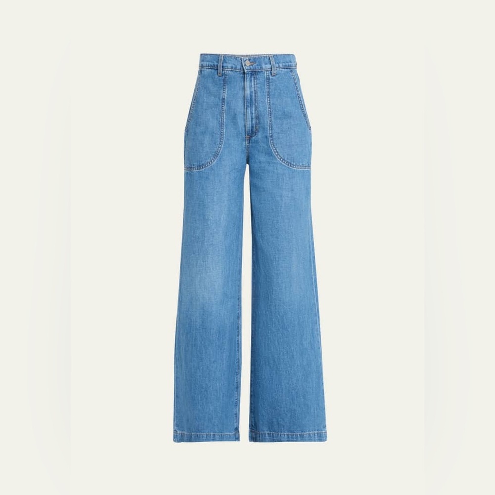 New TWP Mecox beach wide leg linen blend jeans in vintage wash - Picture 4 of 12